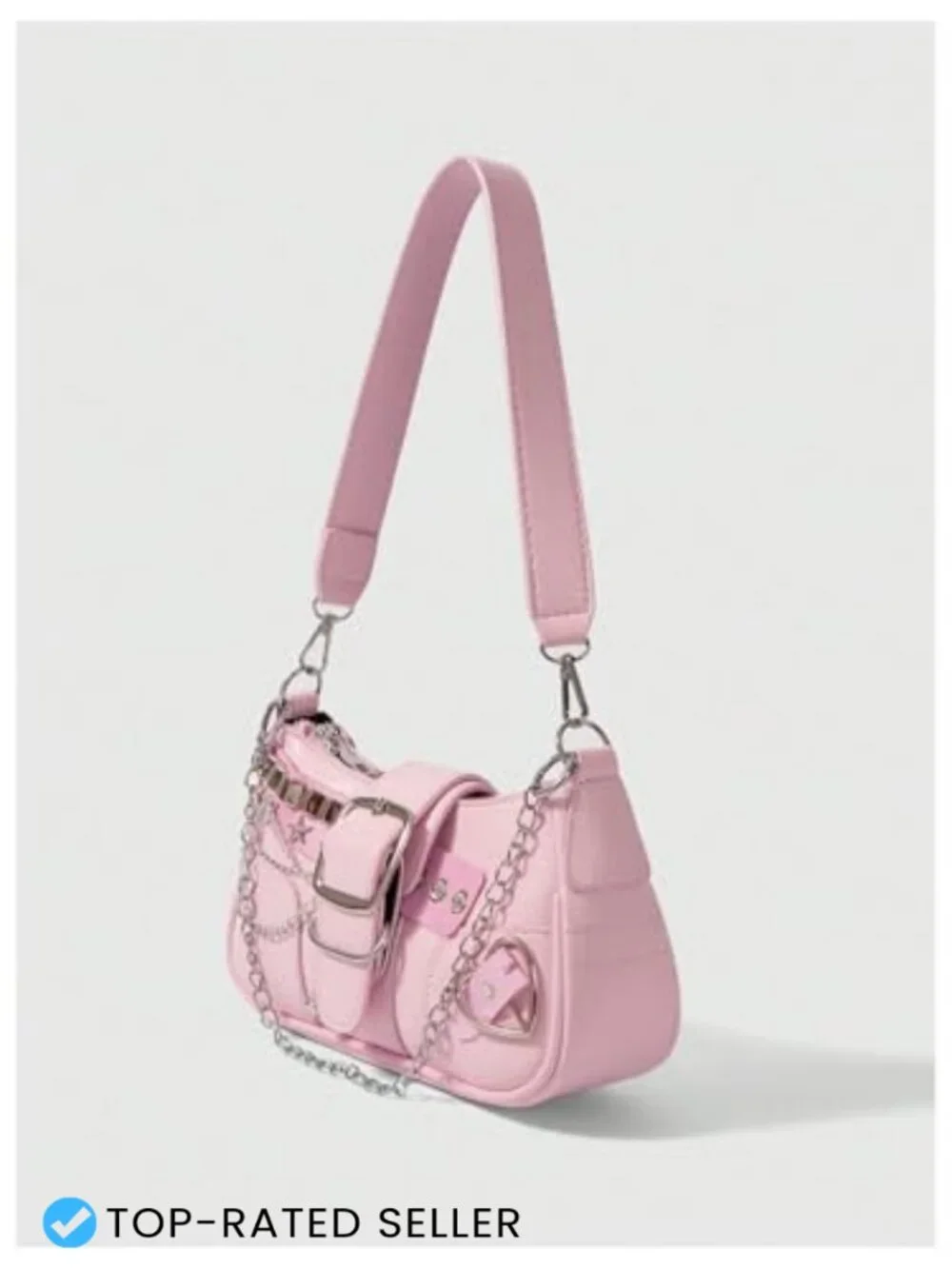 Y2K PU Leather Hobo Bag Star Embroidery Top Handle Shoulder Purse